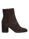 Gianvito Rossi Soft Suede Ankle Boot With Block Heel In Brown