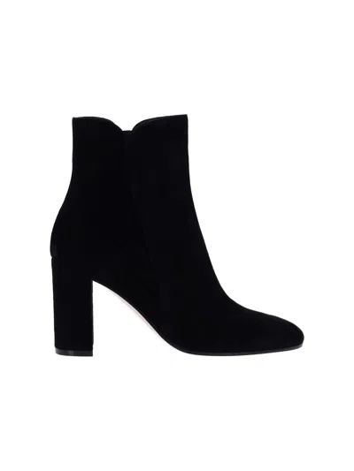 Gianvito Rossi Premium Goat Suede Ankle Boots In Black