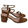 Gianvito Rossi Ankle Strap Block-heel Sandals In Brown Suede In Brown