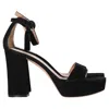 Gianvito Rossi Ankle Strap Platform Sandal Heels In Black Suede In Black