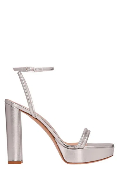 Gianvito Rossi Ankle Strap Platform Sandals In Silver