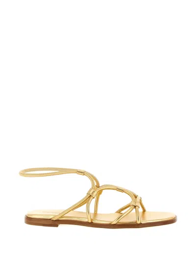 Gianvito Rossi G32574 Sandals Flat Sole Metallic Straps In Gold