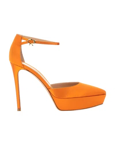 Gianvito Rossi Ankle Straps With High Heels In Orange