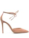 Gianvito Rossi Ankle-tie Pointed Pumps In Neutrals