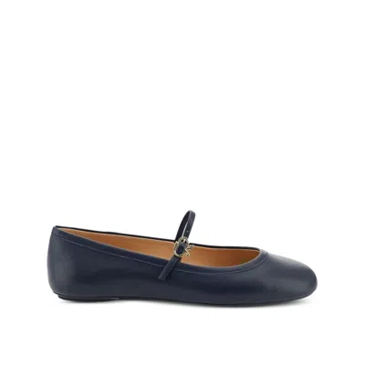 Gianvito Rossi Ankle-strap Fabric Ballet Flat In Blue