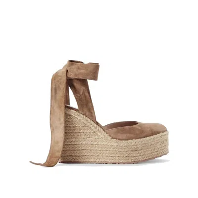 Gianvito Rossi Ankle-tie Suede Espadrille Sandal In Brown