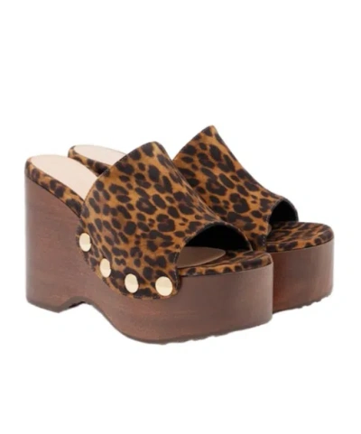 Gianvito Rossi Ardéa Leopard-print Suede Wedge Mules In Multi