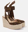 Gianvito Rossi 70 Leopard-print Suede Wedge Espadrilles In Almond Leopard Print+naturale