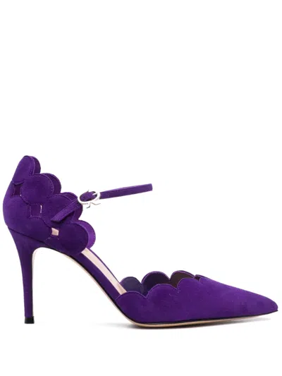 Gianvito Rossi Ariana D'orsay 85mm Suede Pumps In Purple
