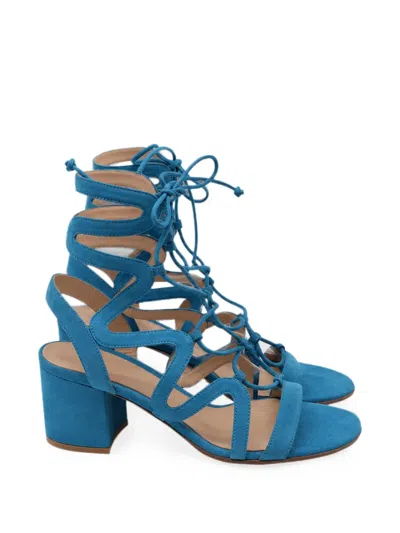 Pre-owned Gianvito Rossi Artemis Wrap Sandals In Blue