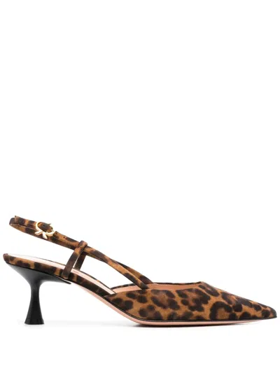 Gianvito Rossi Metallic Ribbon Buckle Ankle Strap Shoes With 55mm Heel In Animal Print