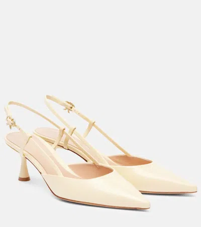 Gianvito Rossi Ascent 55 Leather Slingback Pumps In White