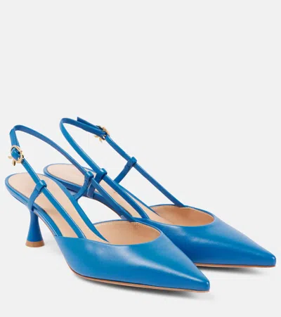 Gianvito Rossi Ascent 55 Leather Slingback Pumps In Blue