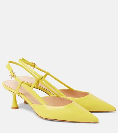 Gianvito Rossi Ascent 55 Leather Slingback Pumps In Gelb 