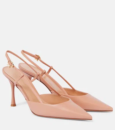Gianvito Rossi Ascent 85 Leather Slingback Pumps In Pink