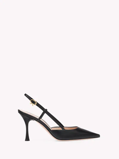 Gianvito Rossi Women's Ascent Vitello Slip On Pointed Toe Slingback High Heel Pumps In Vitello Black