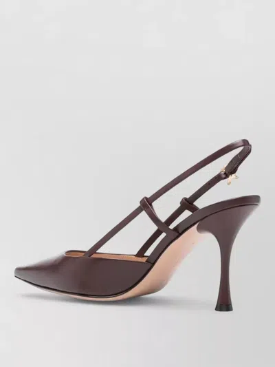 Gianvito Rossi Ascent Calf Leather Slingback Pointed Pumps In Brown