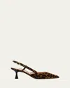Gianvito Rossi Ascent Calfskin Slingback Pumps In Almond Leopard