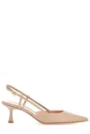Gianvito Rossi Sandy Calfskin Pumps With Open-back And Hook-and-loop Closure In Sand