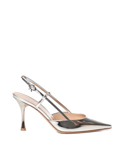 Gianvito Rossi Ascent Silver Calfskin Slingback Pumps
