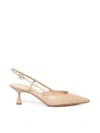Gianvito Rossi Sandy Calfskin Pumps With Open-back And Hook-and-loop Closure