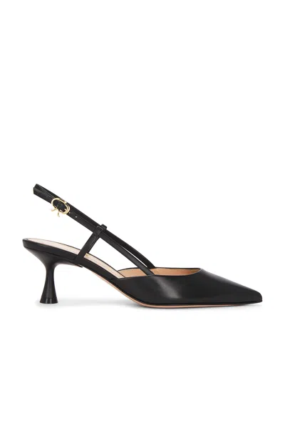 Gianvito Rossi Ascent 05 Leather Slingback Point-toe Flats In Black