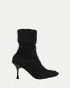 Gianvito Rossi Aspen Brushed Knit Sock Booties In Black Nero