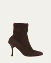 Gianvito Rossi Finny Faux Fur Sock Boots In Brown