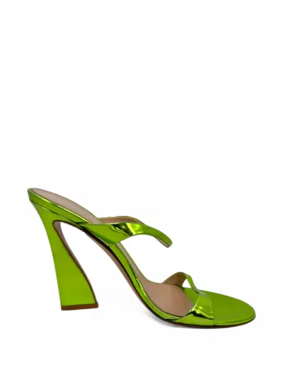 Pre-owned Gianvito Rossi Aura Metallic Mules In Green