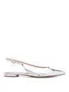 Gianvito Rossi Robbie Metallic Leather Slingback Flats In Silver