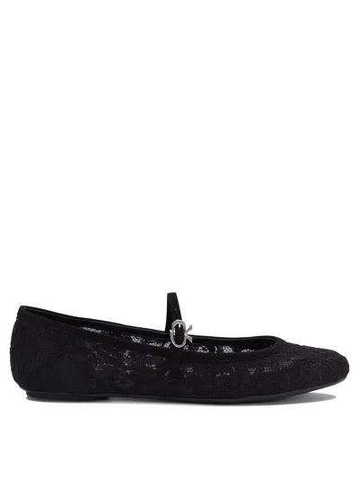 Gianvito Rossi Lace-overlay Ballerinas With Rubber Sole In Black