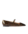 Gianvito Rossi Christina 05 Leopard-print Glossed-leather Mary Jane Flats In Black