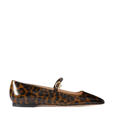 Gianvito Rossi Christina 05 Leopard-print Glossed-leather Mary Jane Flats In Animal Print