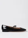 Gianvito Rossi Elegant Calf Leather Ballerina Flats With Chic Strap Detail In Schwarz