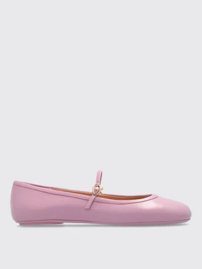 Gianvito Rossi 10mm Carla Soft Leather Ballerina Flats In Pink
