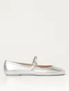 Gianvito Rossi Carla Metallic Leather Mary Jane Flats In Silber