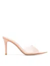 Gianvito Rossi Clear Pointed Toe Stiletto Heel Mules In Nude & Neutrals