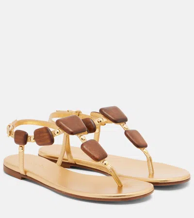 Gianvito Rossi Beaded Nappa Metallic Leather Thong Sandals In Multi
