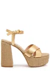 Gianvito Rossi Bebe 125 Raffia And Leather Platform Sandals In Gold