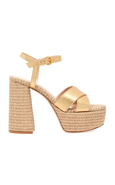 Gianvito Rossi Bebe Metallic-leather Platform Sandals In Gold