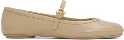 Gianvito Rossi Beige Carla Ballerina Flats In Sand