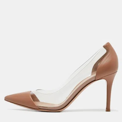 Pre-owned Gianvito Rossi Beige Leather And Pvc Plexi Pumps Size 36.5