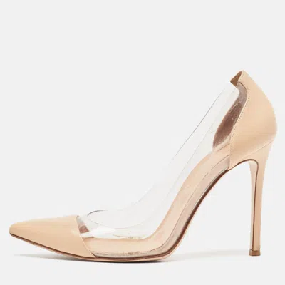 Pre-owned Gianvito Rossi Beige Leather And Pvc Plexi Pumps Size 38