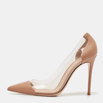 Pre-owned Gianvito Rossi Beige Leather And Pvc Plexi Pumps Size 40.5