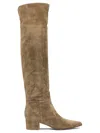 Gianvito Rossi Pointed Toe Beige Suede Ankle Boots In Brown