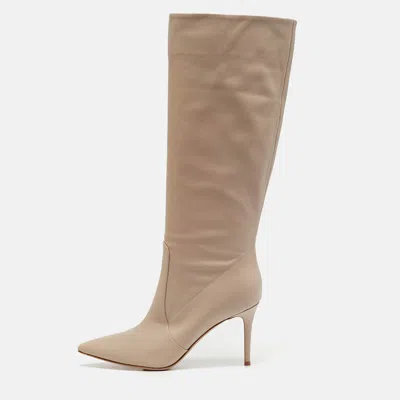 Pre-owned Gianvito Rossi Beige Leather Hansen Knee Length Boots Size 42