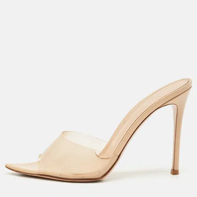 Gianvito Rossi Beige Patent Leather And Pvc Elle Slide Sandals