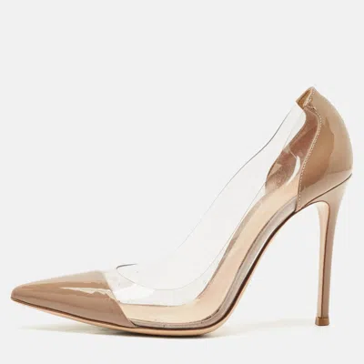 Pre-owned Gianvito Rossi Beige Patent Leather And Pvc Plexi Pumps Size 39