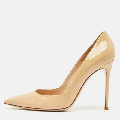 Pre-owned Gianvito Rossi Beige Patent Leather Gianvito Pointed Toe Pumps Size 41