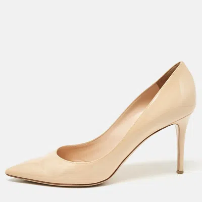 Pre-owned Gianvito Rossi Beige Patent Leather Plexi Pumps Size 42